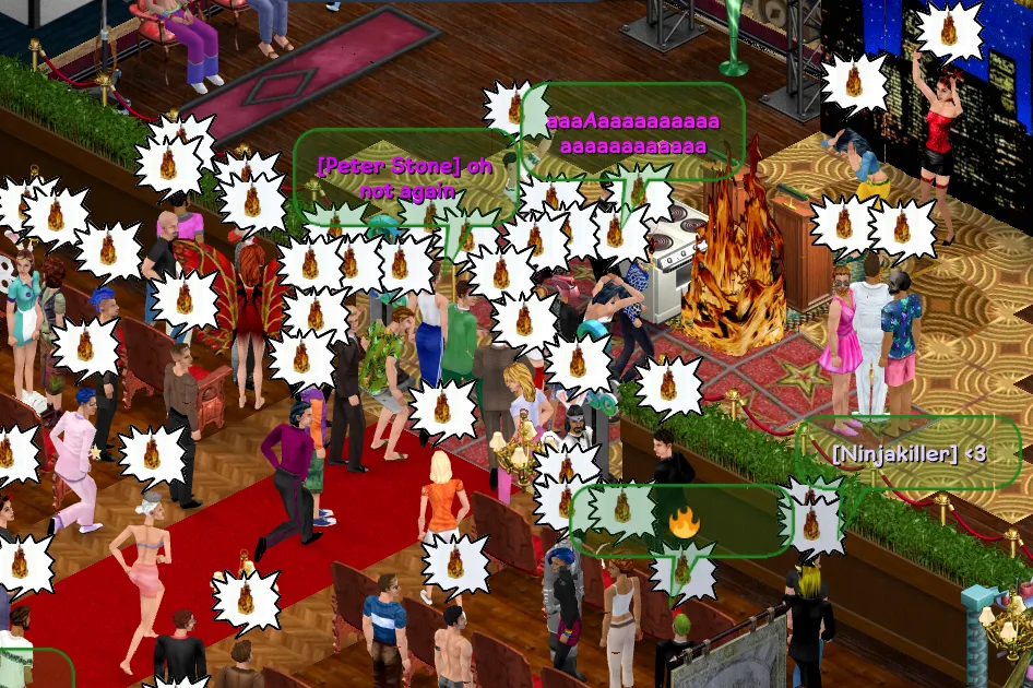 Screenshot of "The Save Date" event where everything seems to be on fire... again