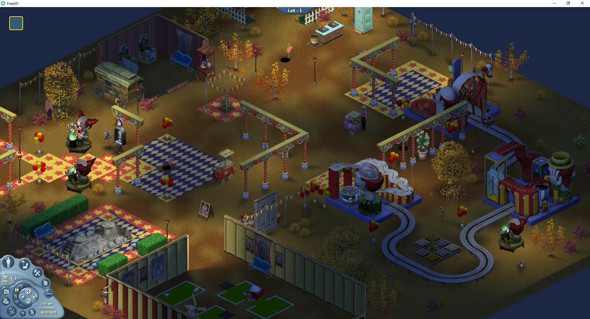 A magic town lot from TS1 loaded in FreeSO