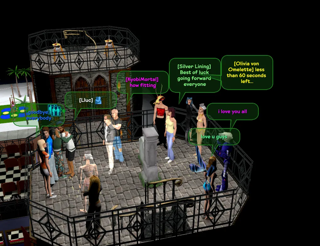 Players saying goodbye to FreeSO atop The Final Town Hall