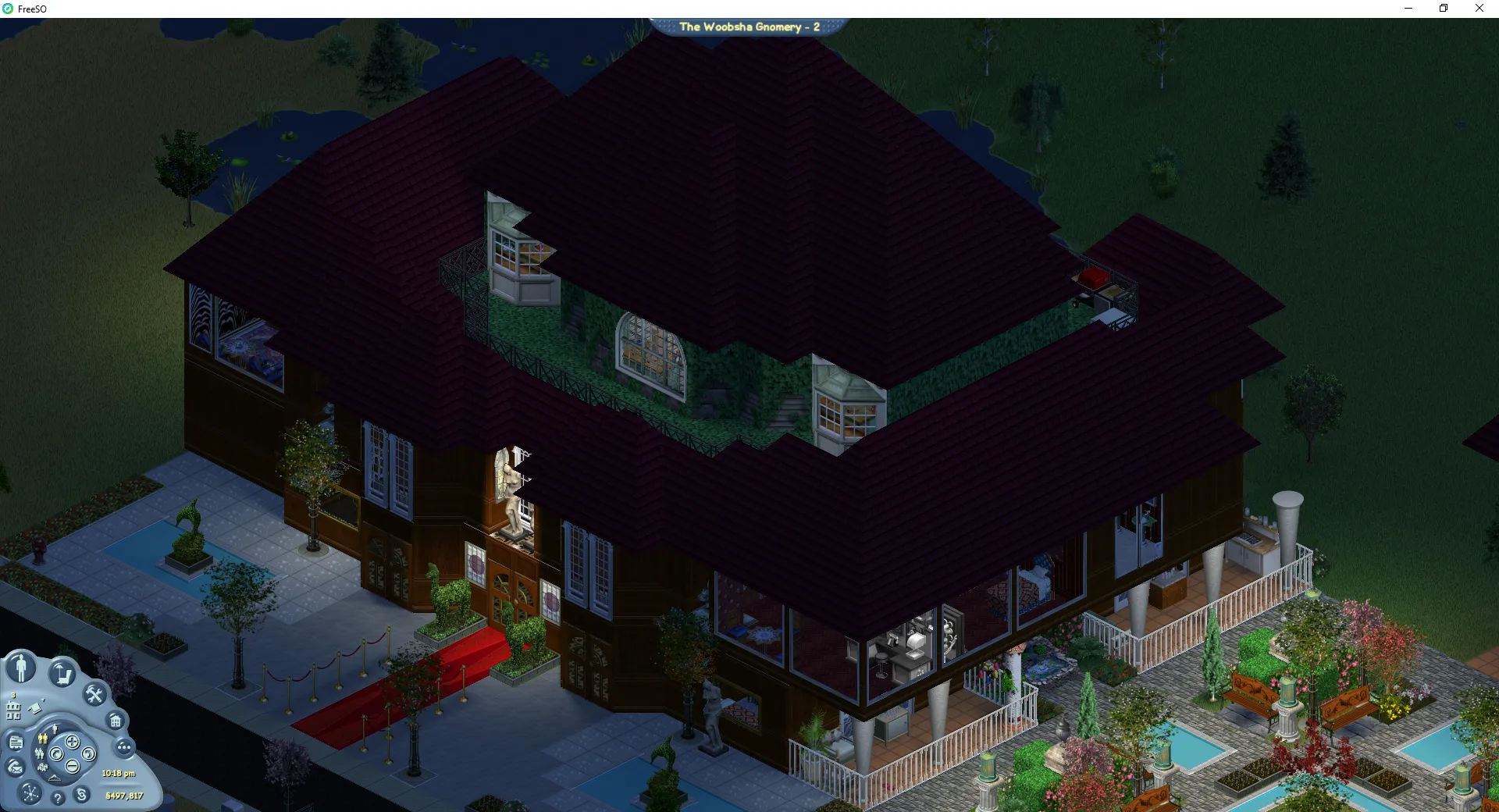 The exterior of The Woobsha Gnomery at night