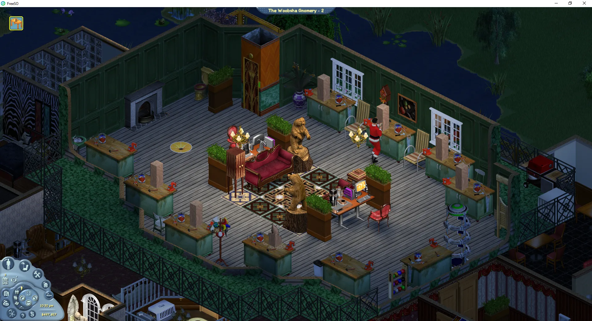 burglar cop starting a gnome in the workshop of Woobsha Gnomery