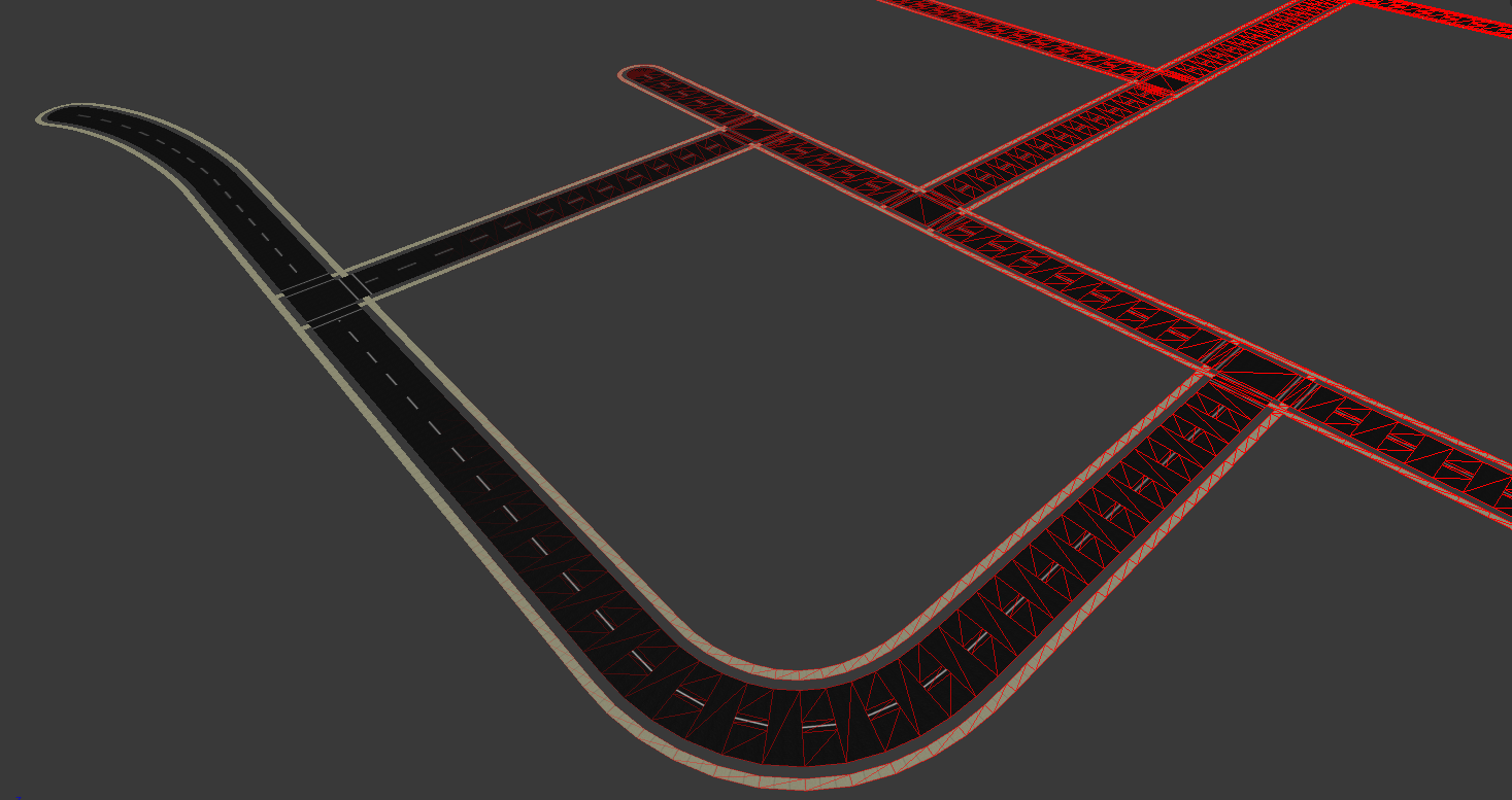 A 3D model of a roadway