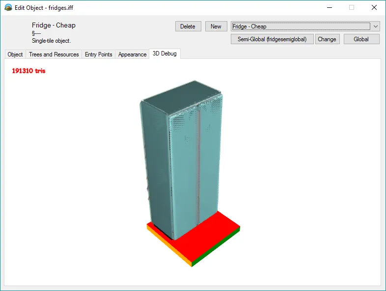 A generated fridge mesh that's 191310 tris