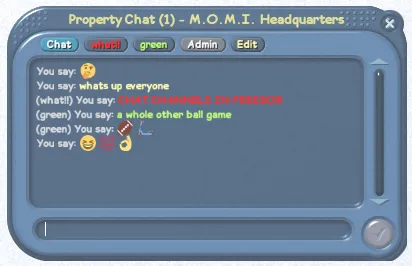 Our new chat dialog, with a few test channels.